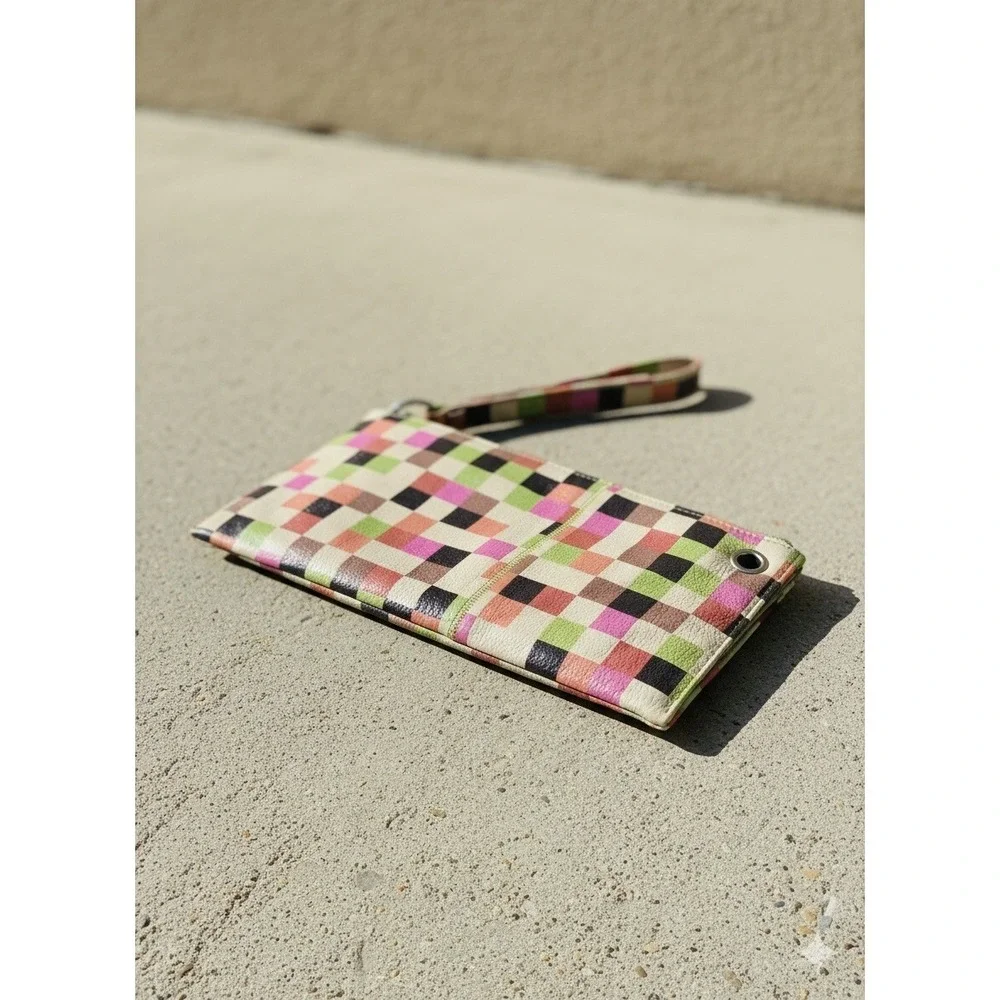 Hobo The Original Vida‎ Clutch Wallet  Patchwork Checkered Leather Wristlet